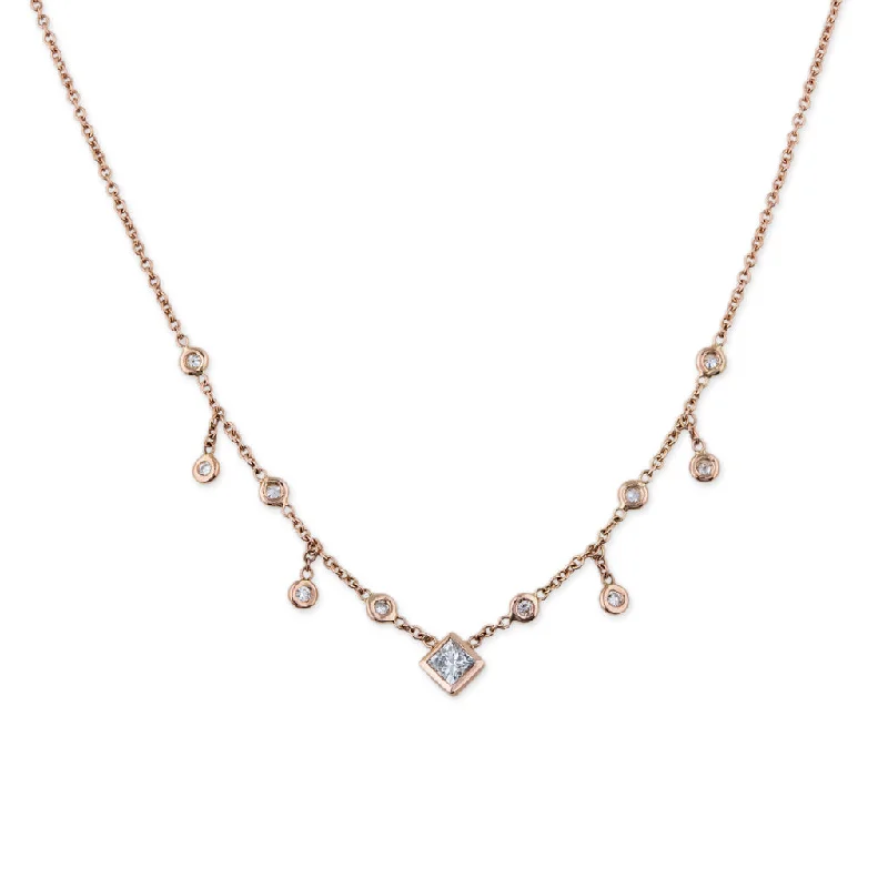 PRINCESS DIAMOND CENTER HALF SHAKER NECKLACE