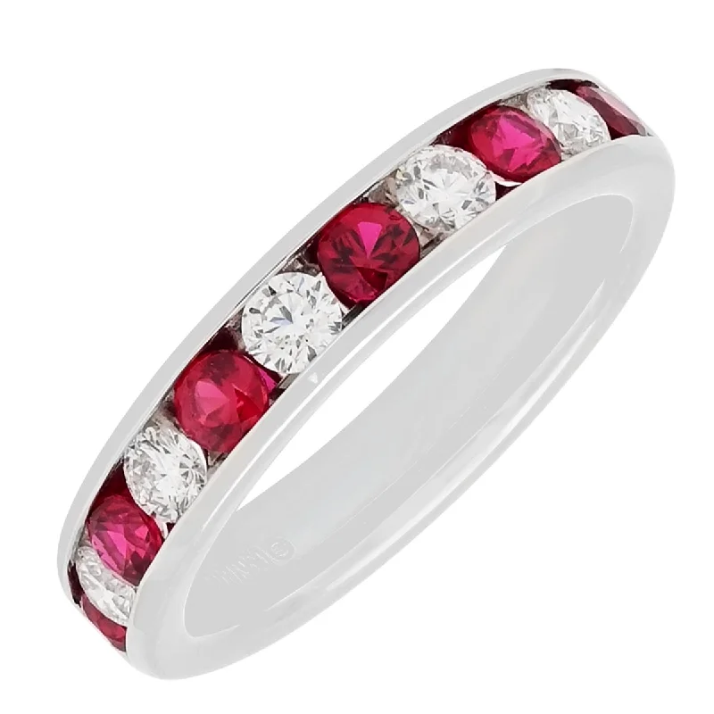 Diamond and Ruby Channel Band in Platinum (3/8ct tw)