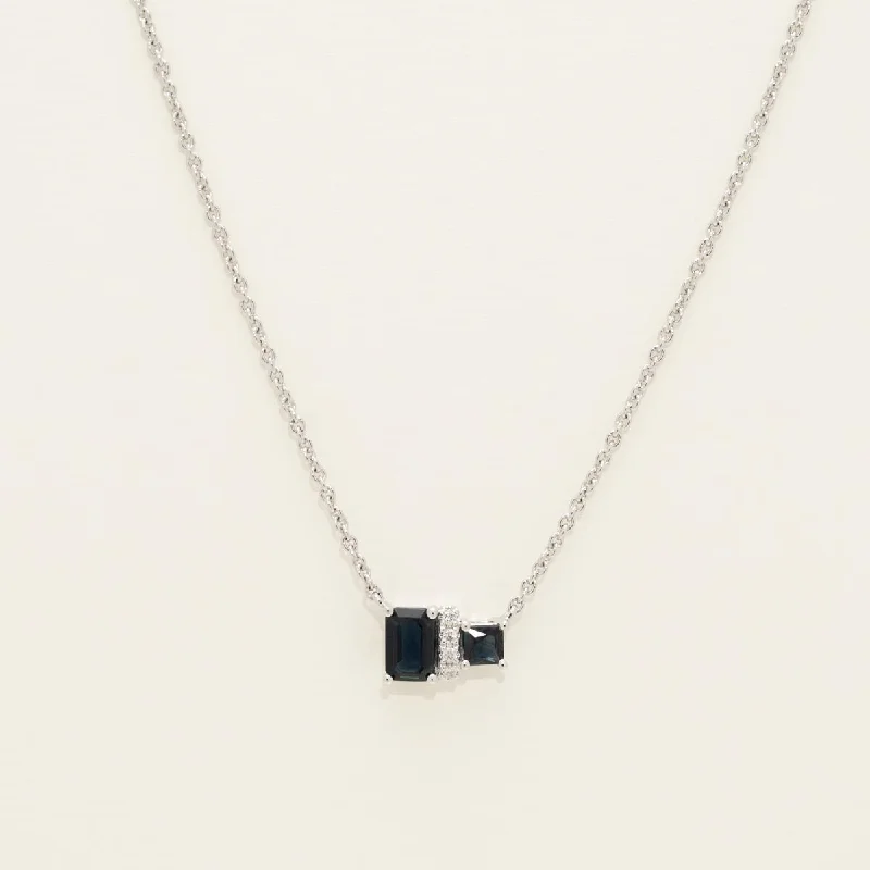 Sapphire Necklace in 14kt White Gold with Diamonds (.04ct tw)