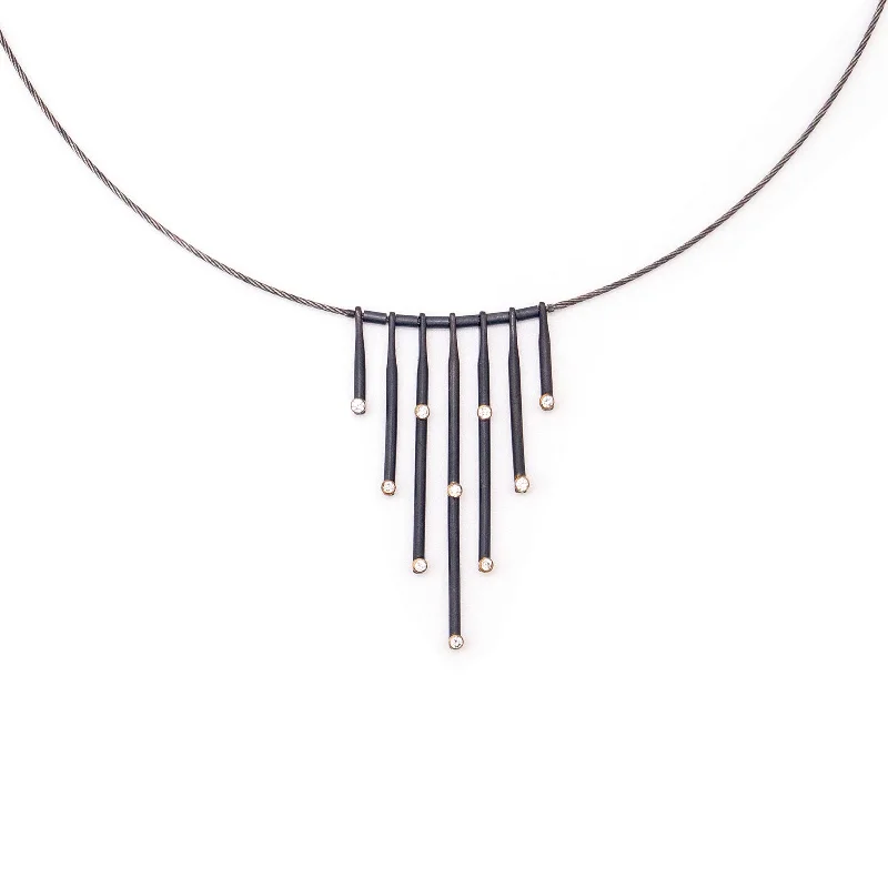 Seven Lines Diamond Drop Necklace