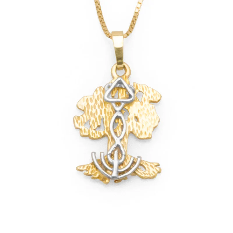 Olive Tree Grafted-In Small Gold Pendant