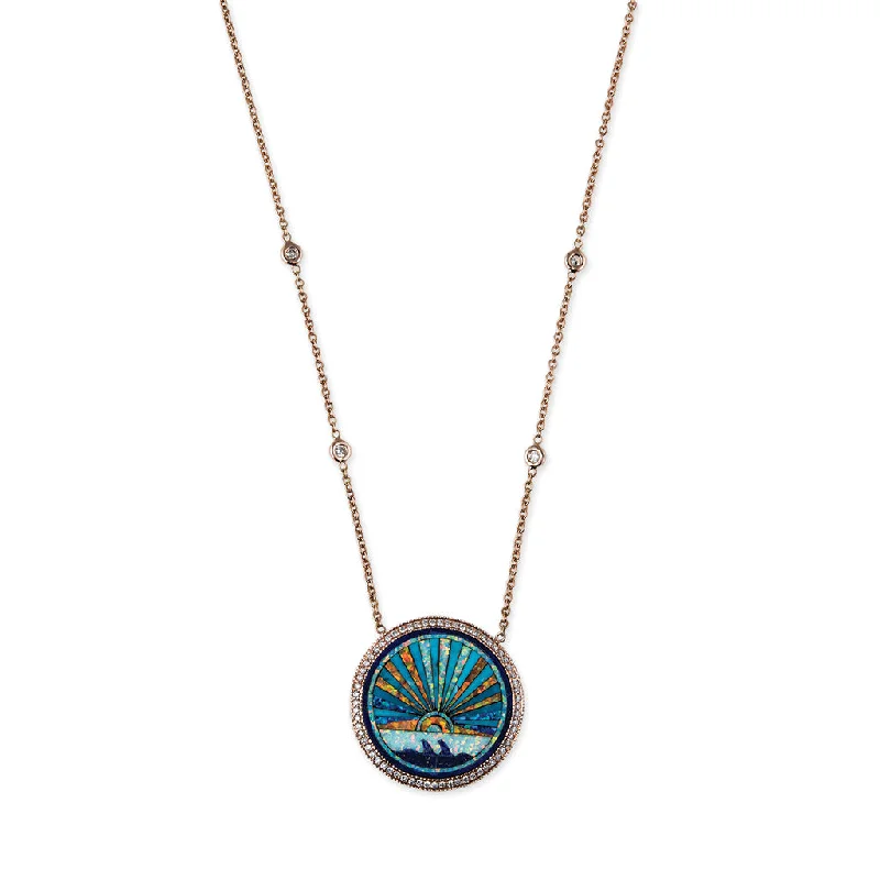 SMALL PAVE DIAMOND SUNSHINE INLAY NECKLACE