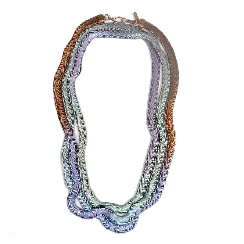 Snake Chain Necklace: Green + Gold Pearl