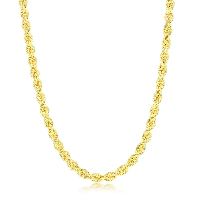 Sterling Silver 4.5mm Loose Rope Chain - Gold Plated