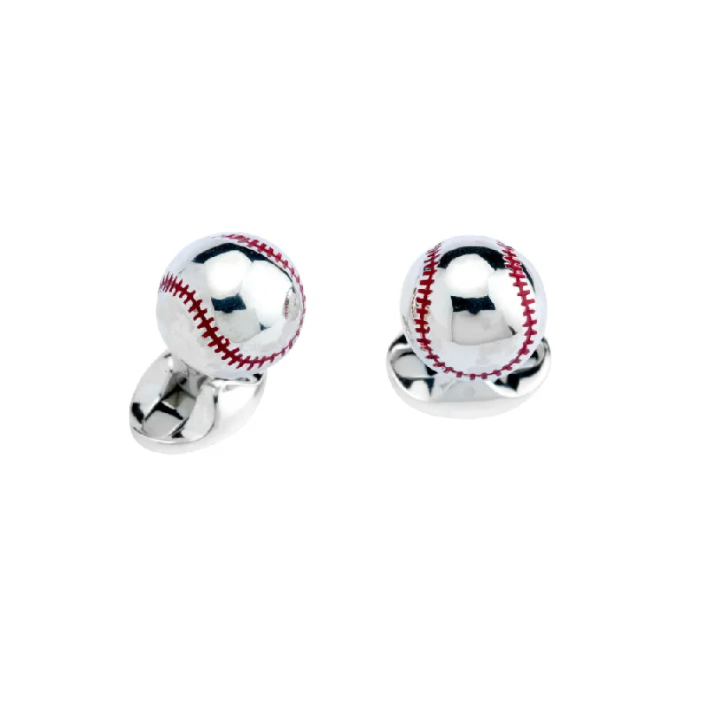 Sterling Silver Baseball Cufflinks