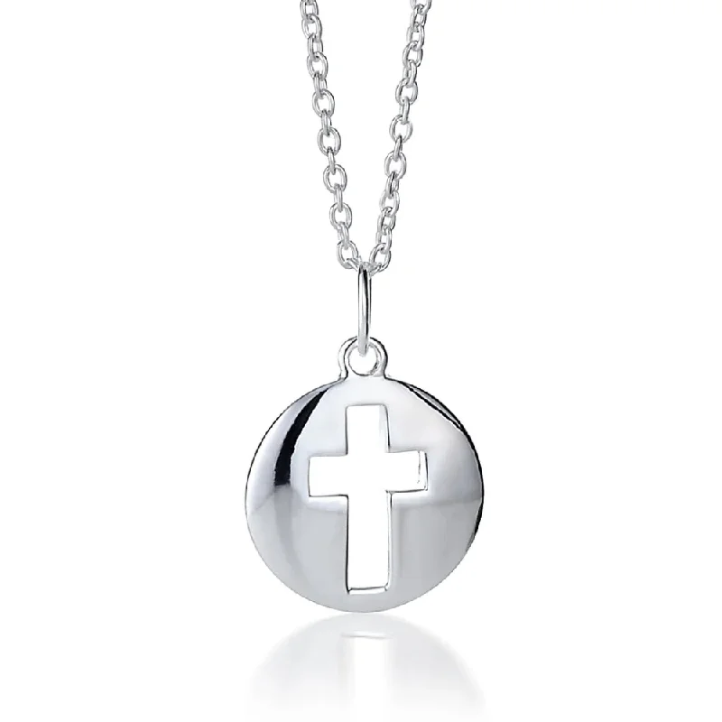 Sterling Silver Cross Token Pendant Necklace