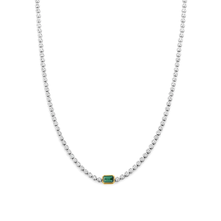 Ti Sento Necklace with Emerald Green Cubic Zirconia