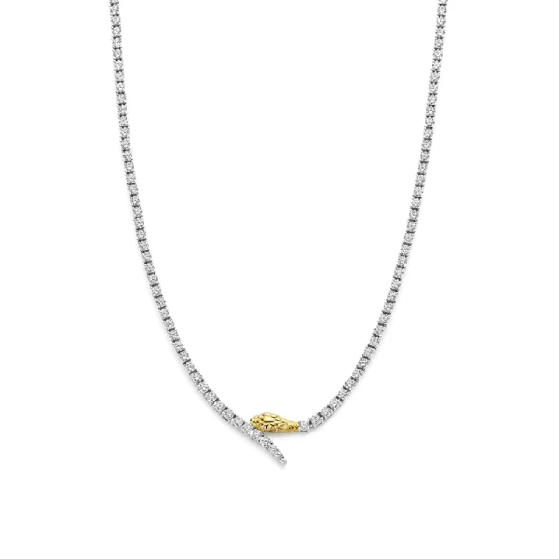 Ti Sento Two-Tone Sparkle Snake Necklace