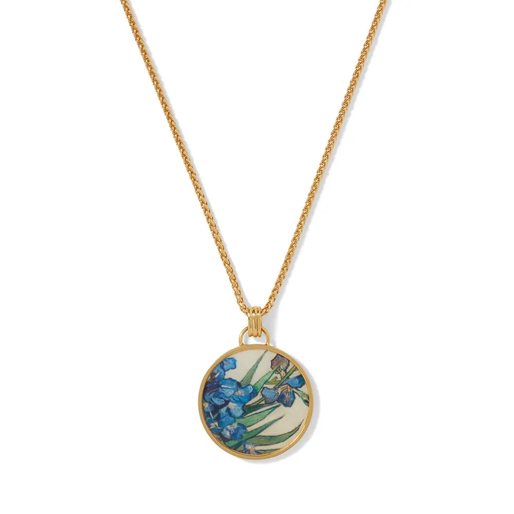 Van Gogh Irises Enamel Pendant Necklace