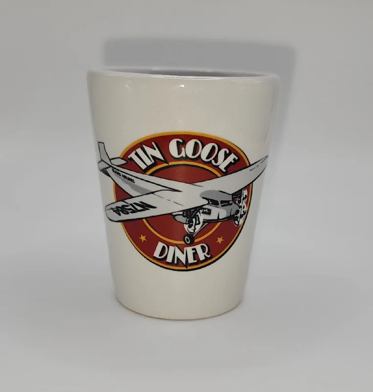 Tin Goose Diner Tri-Motor Plane Roundel Logo Ceramic Shotglass