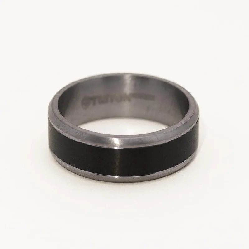 Triton Mens Wedding Band in Tantalum with Black Inlay (8mm)