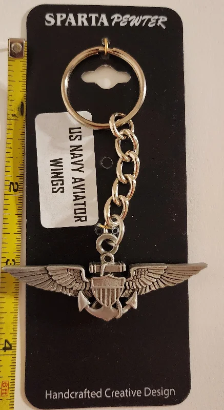 US Navy (USN) Pilot Aviator Wings Pewter Keychain