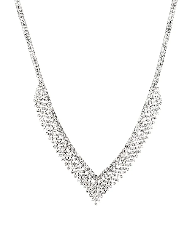 "V" Fringe Necklace w/ Genuine Crystal